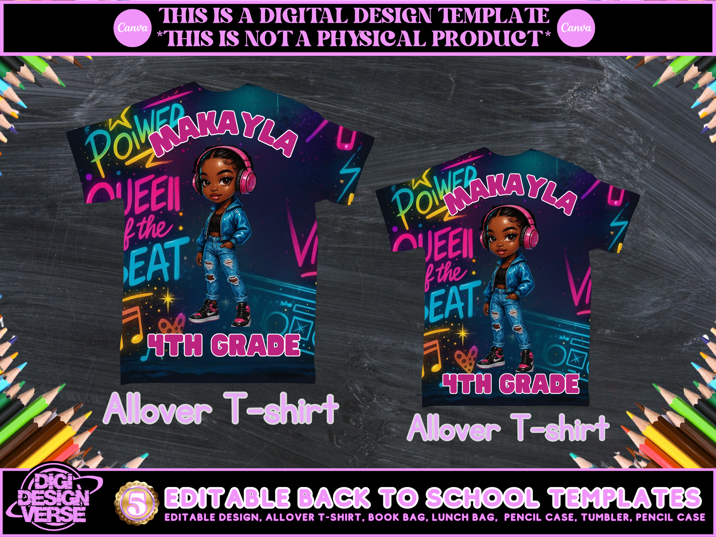 Back To School Music Girls Editable Png Bundle