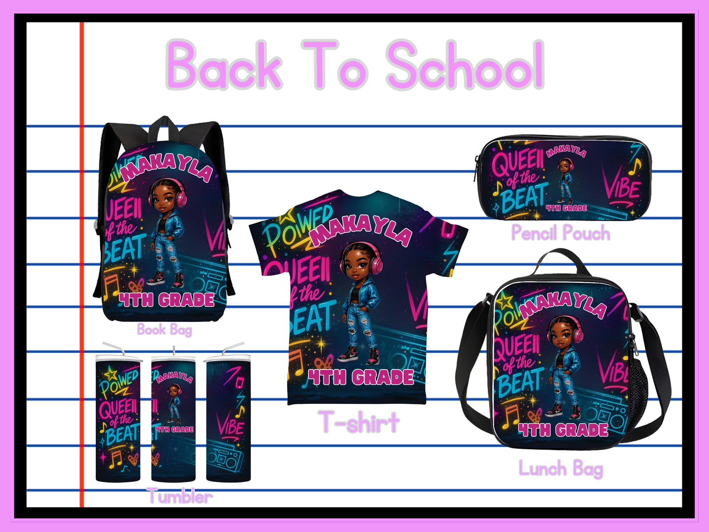 Back To School Music Girls Editable Png Bundle