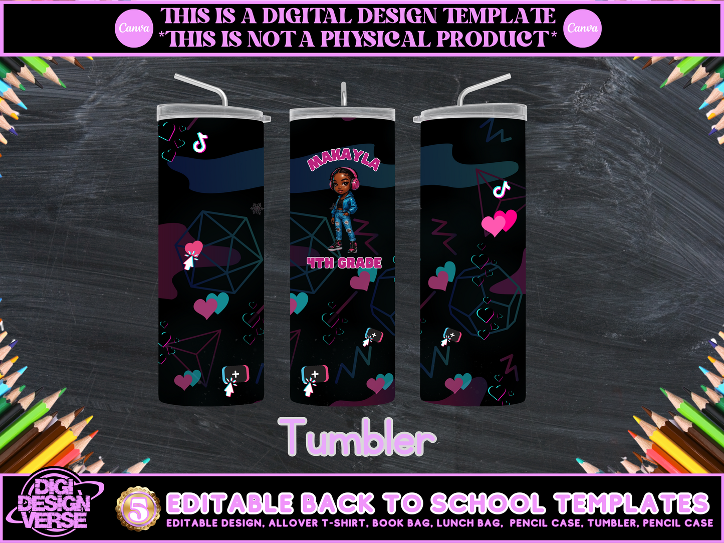 Back To School Music Girls Editable Png Bundle