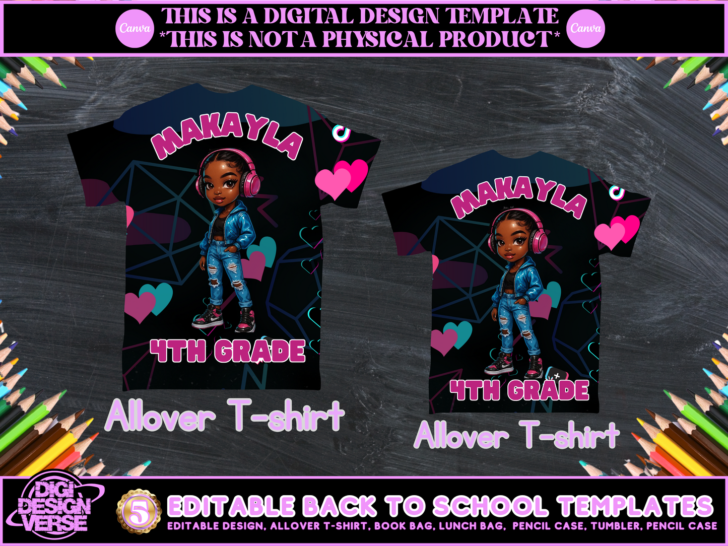 Back To School Music Girls Editable Png Bundle