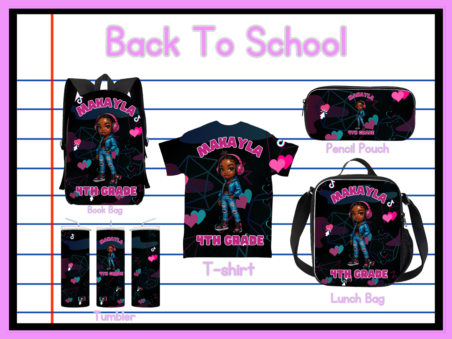 Back To School Music Girls Editable Png Bundle