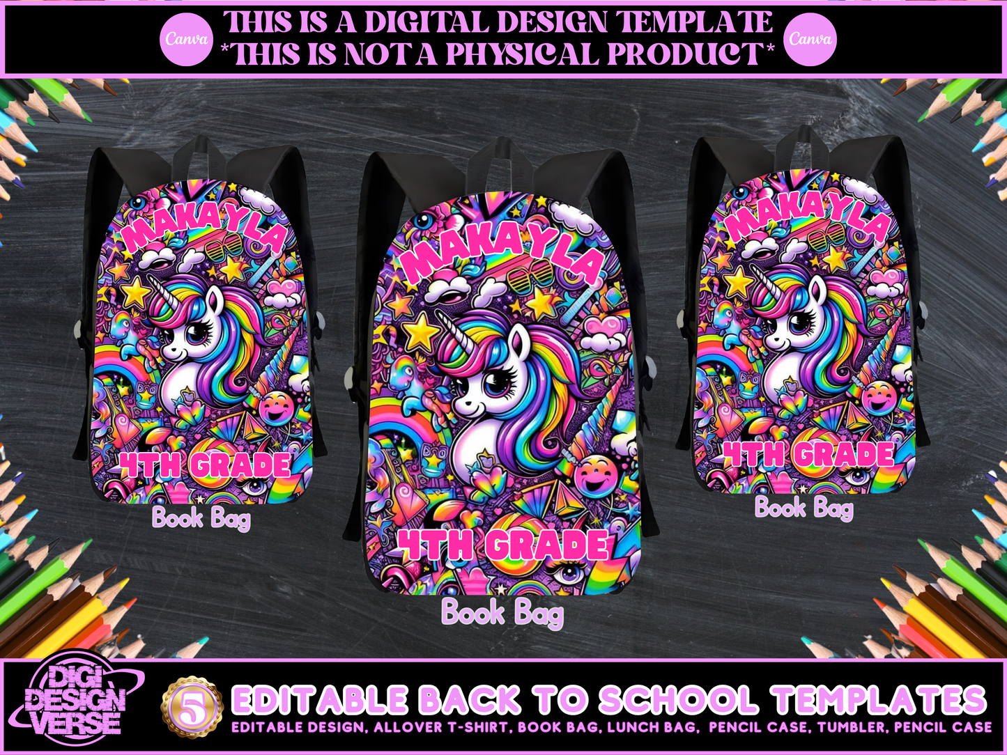 Back To School Pony Editable Png Bundle