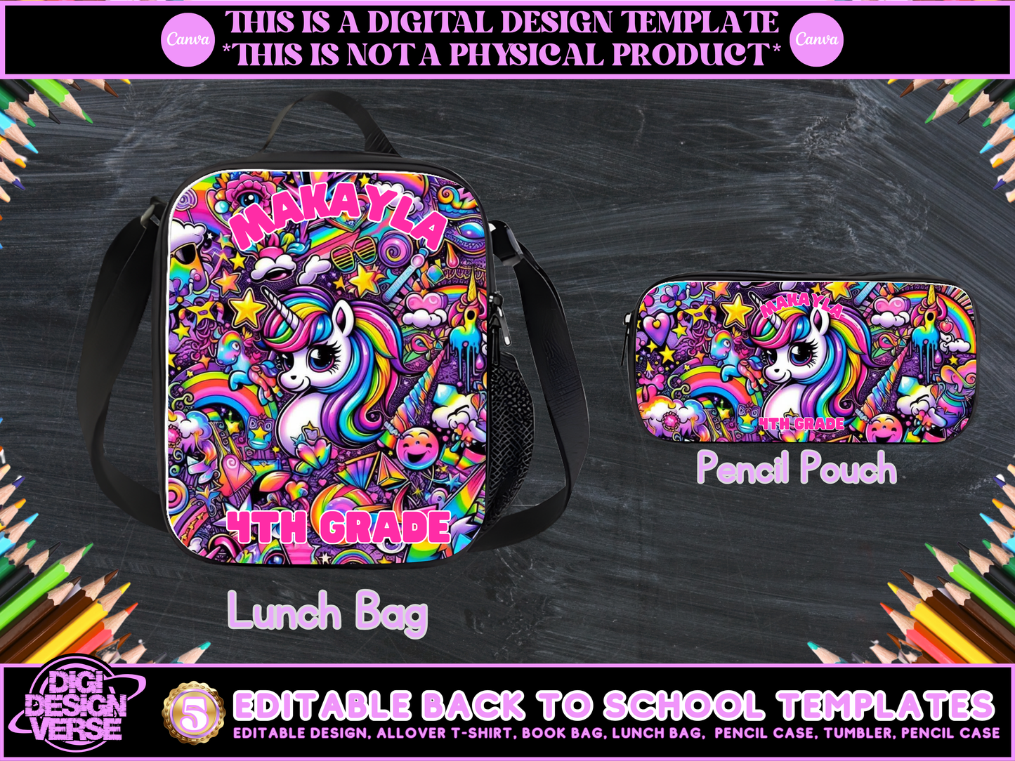 Back To School Pony Editable Png Bundle