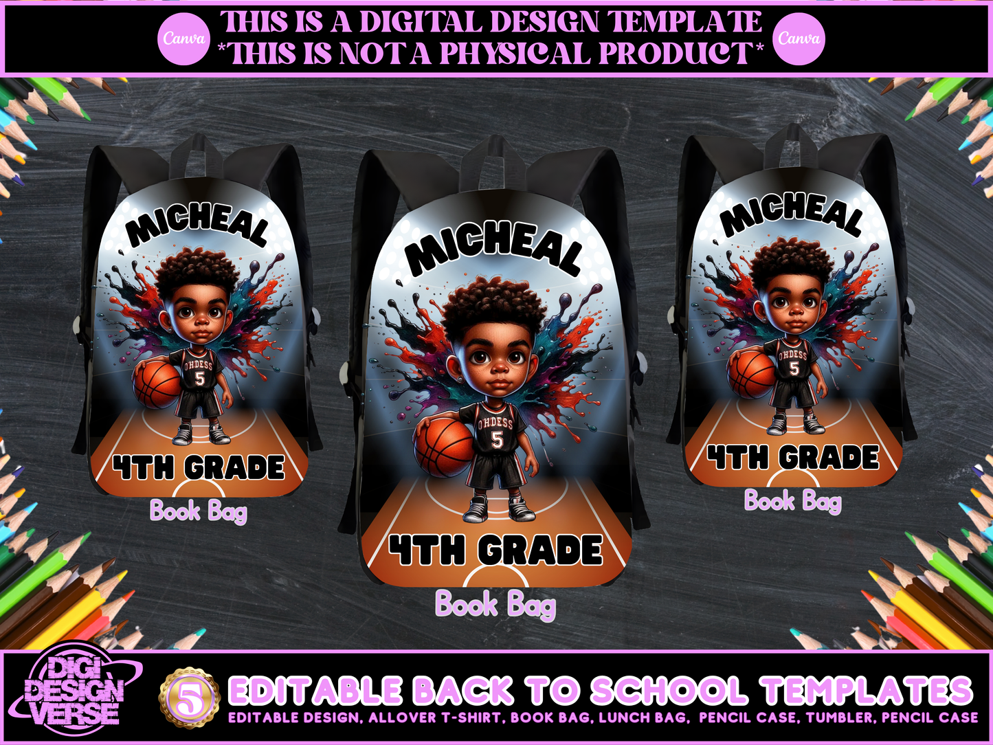 Back To School Basketball Editable Png Bundle