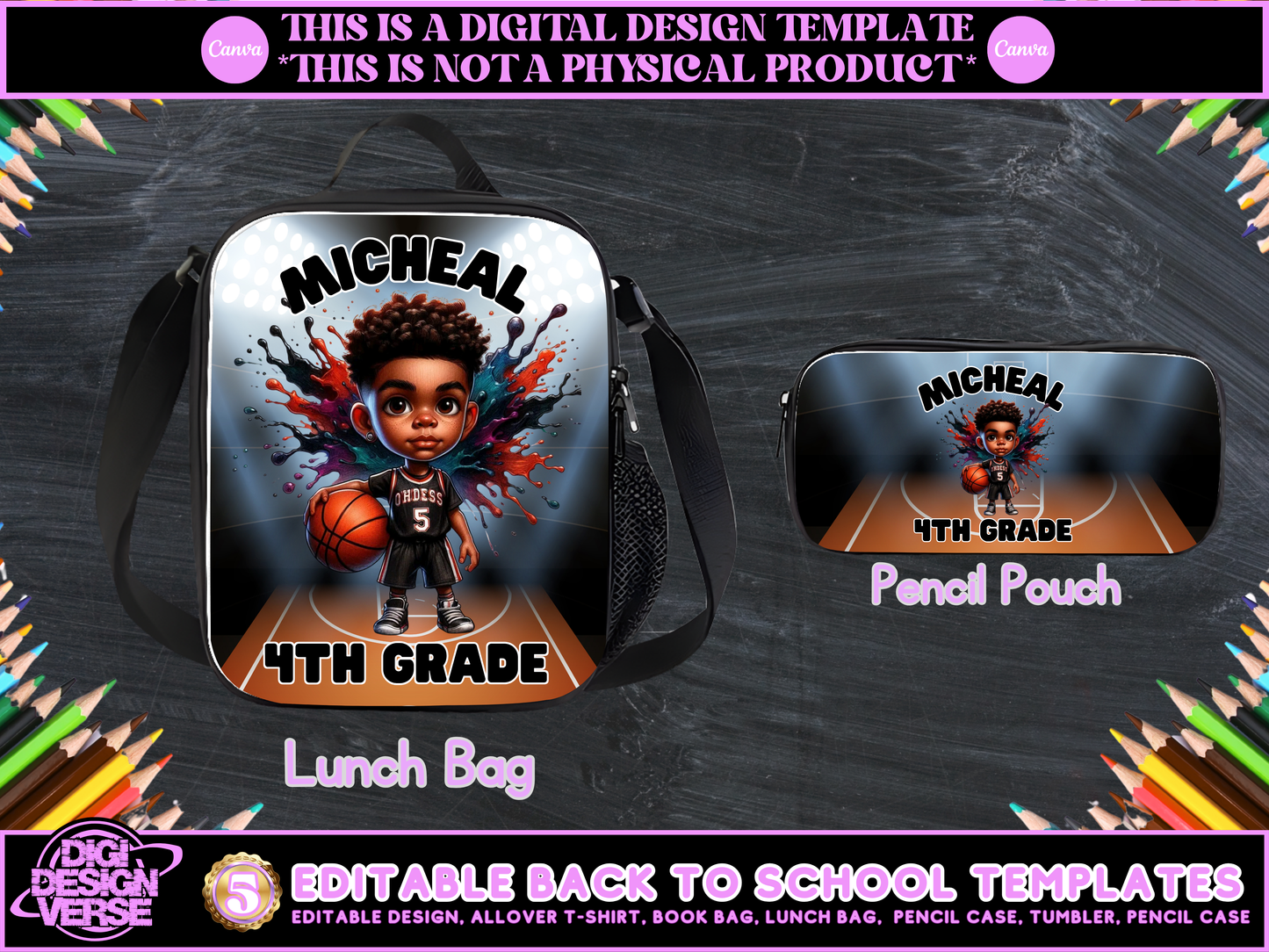 Back To School Basketball Editable Png Bundle