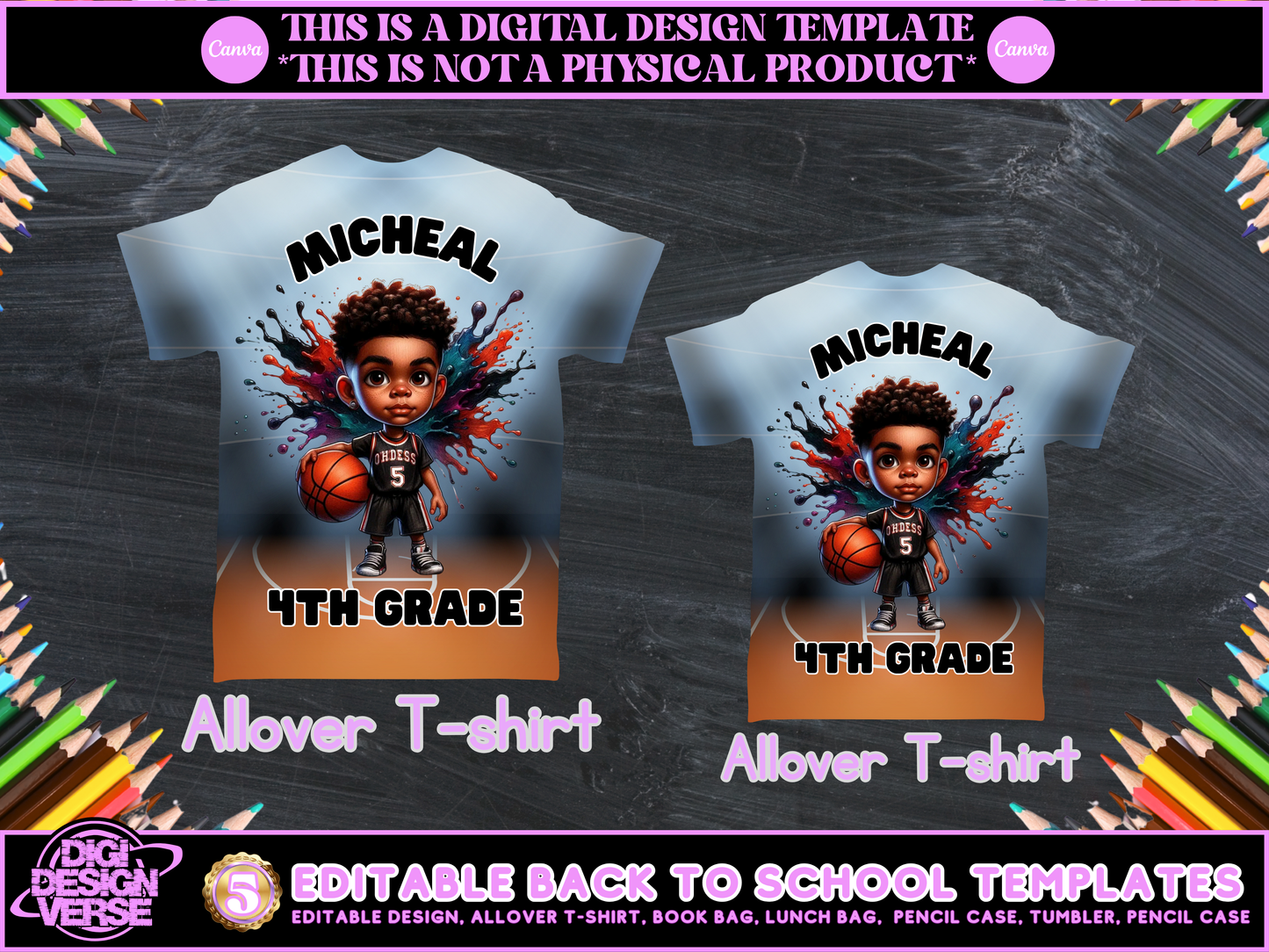 Back To School Basketball Editable Png Bundle