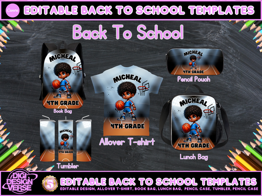 Back To School Basketball Editable Png Bundle