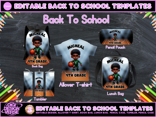 Back To School Basketball Editable Png Bundle