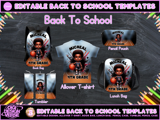Back To School Basketball Editable Png Bundle