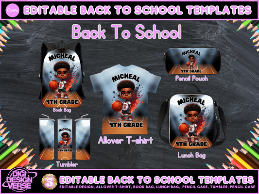 Back To School Basketball Editable Png Bundle