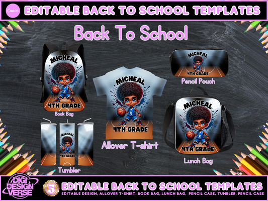 Back To School Basketball Editable Png Bundle