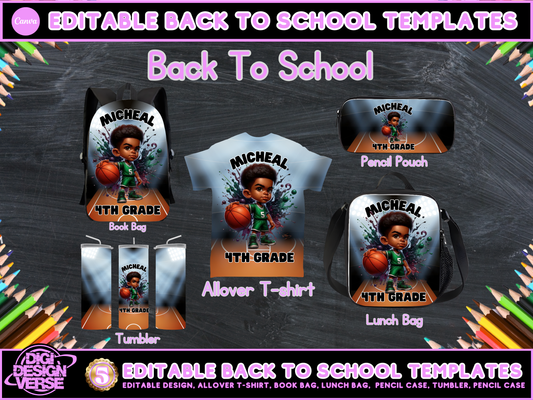 Back To School Basketball Editable Png Bundle