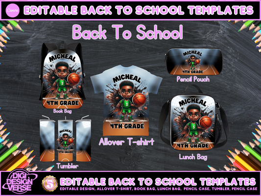 Back To School Basketball Editable Png Bundle