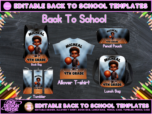 Back To School Basketball Editable Png Bundle
