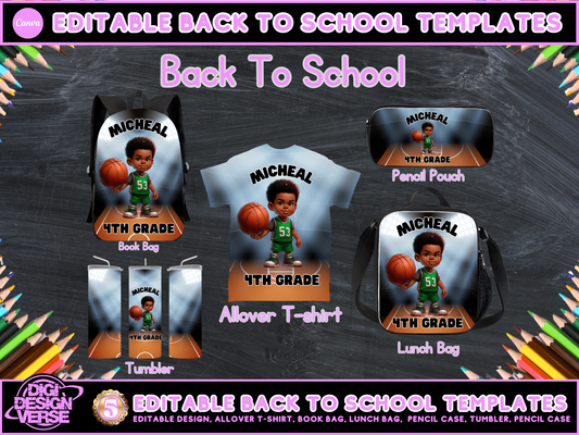 Back To School Basketball Editable Png Bundle