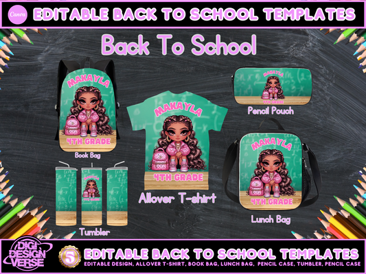 Back To School Girls Editable Png Bundle