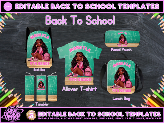 Back To School Girls Editable Png Bundle