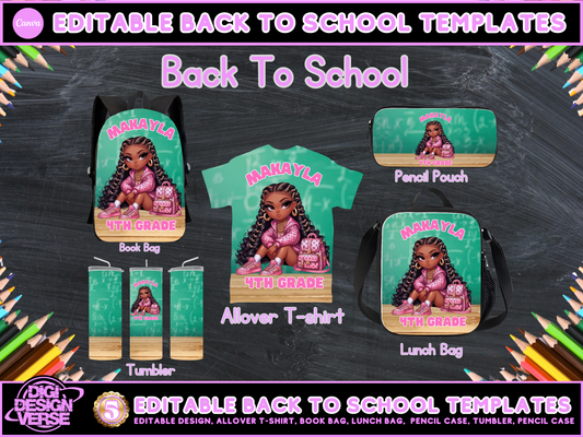 Back To School Girls Editable Png Bundle