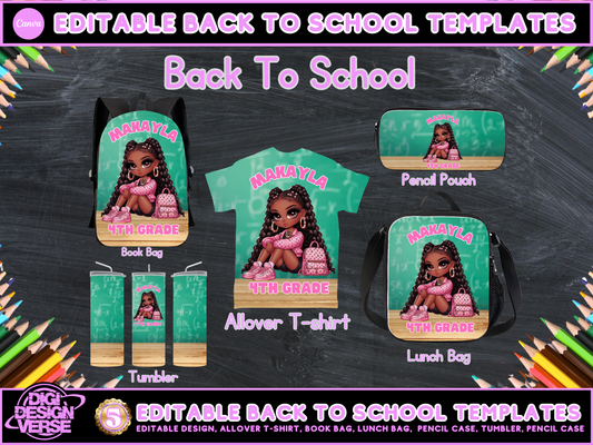 Back To School Girls Editable Png Bundle