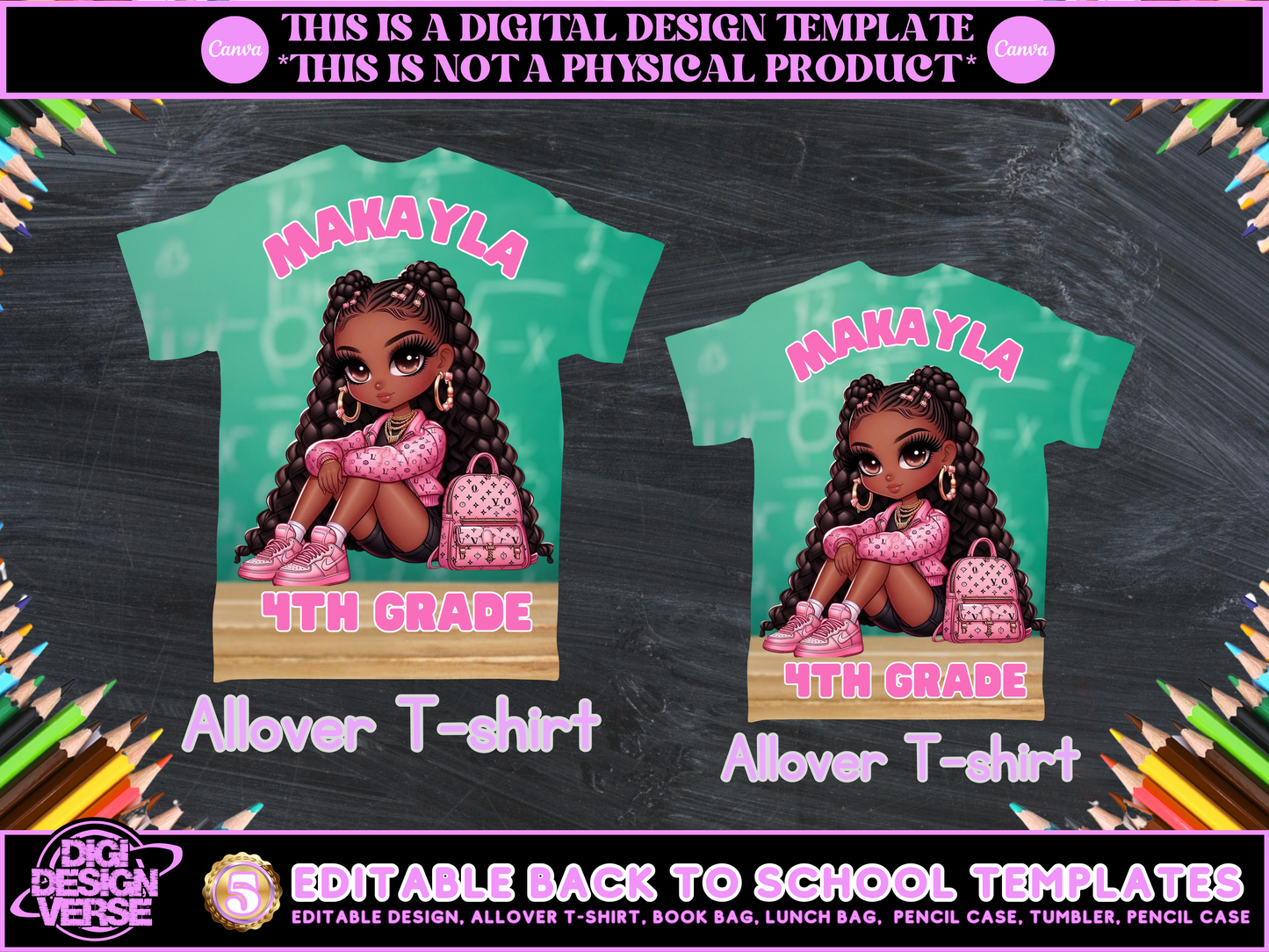 Back To School Girls Editable Png Bundle