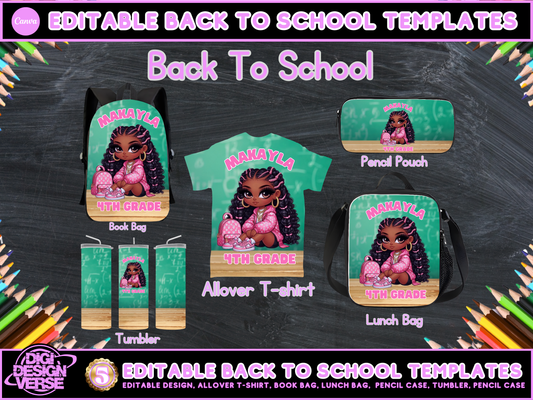 Back To School Girls Editable Png Bundle