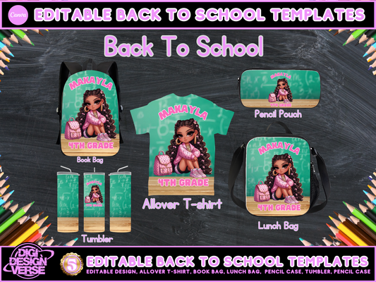 Back To School Girls Editable Png Bundle