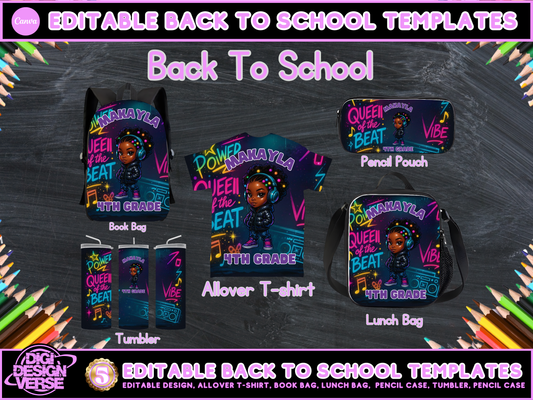 Back To School Music Girls Editable Png Bundle