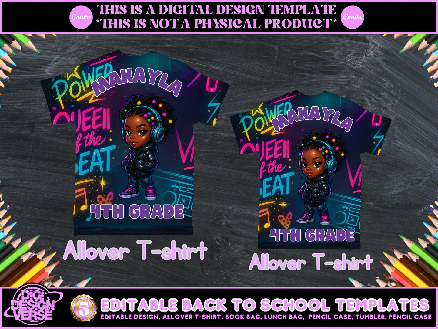 Back To School Music Girls Editable Png Bundle