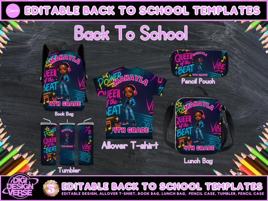Back To School Music Girls Editable Png Bundle