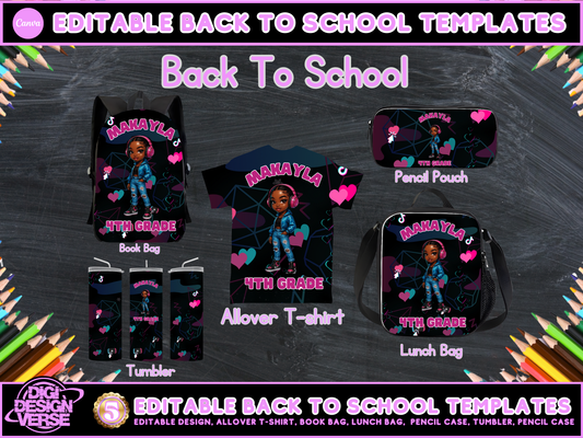 Back To School Music Girls Editable Png Bundle