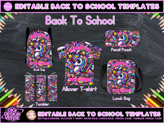 Back To School Pony Editable Png Bundle