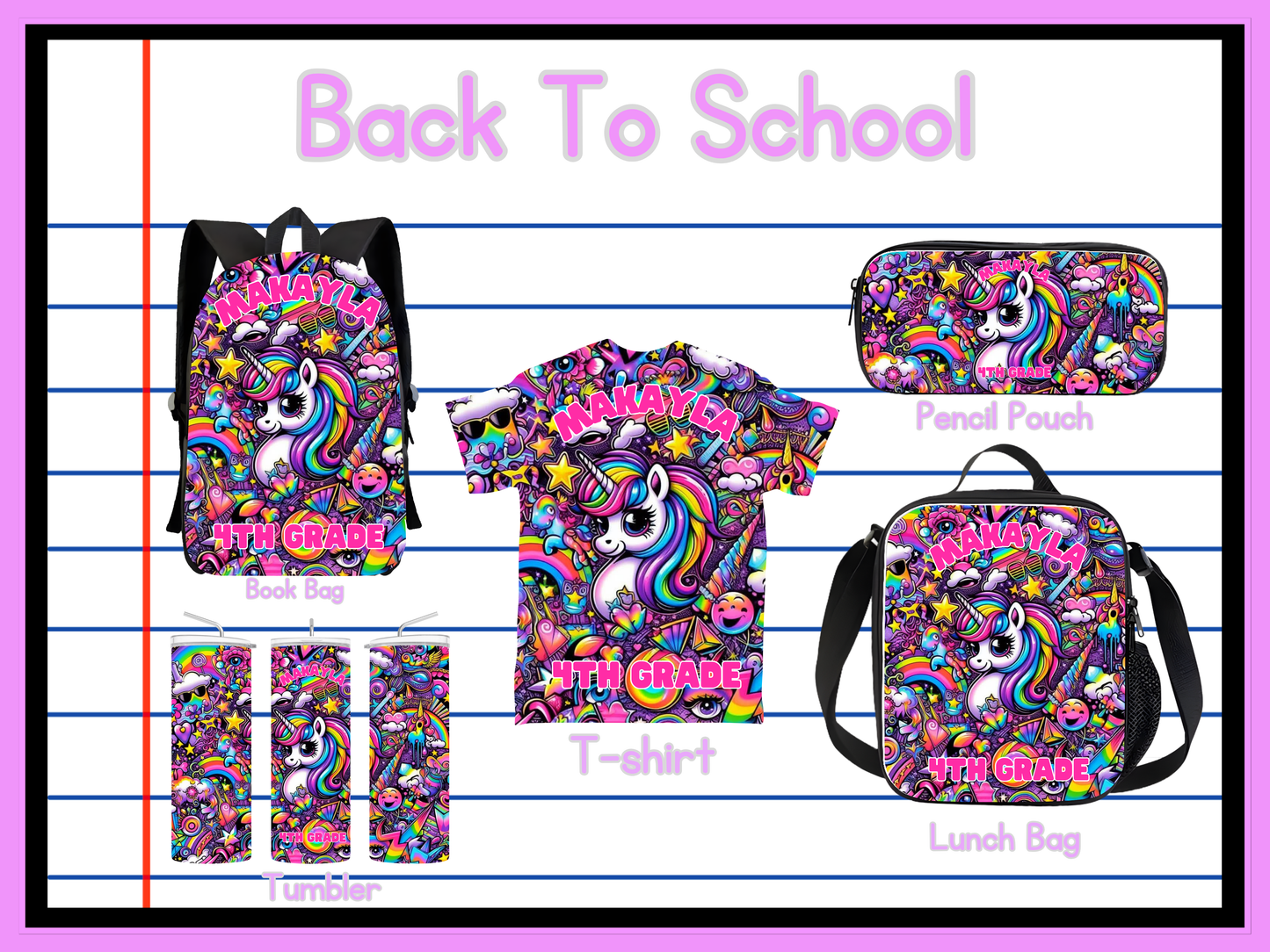 Back To School Pony Editable Png Bundle