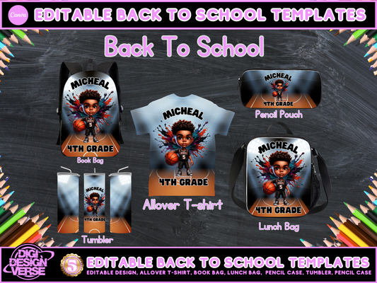 Back To School Basketball Editable Png Bundle