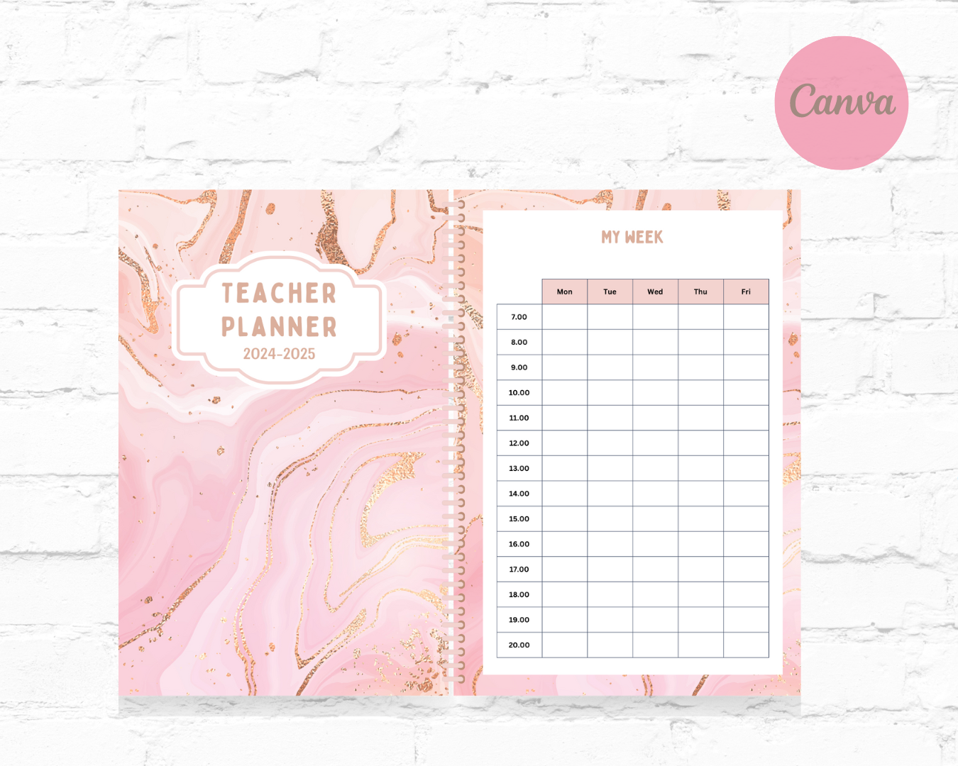 DDV Teacher Pink Marble Planner TPMP01 w/PLR Rights