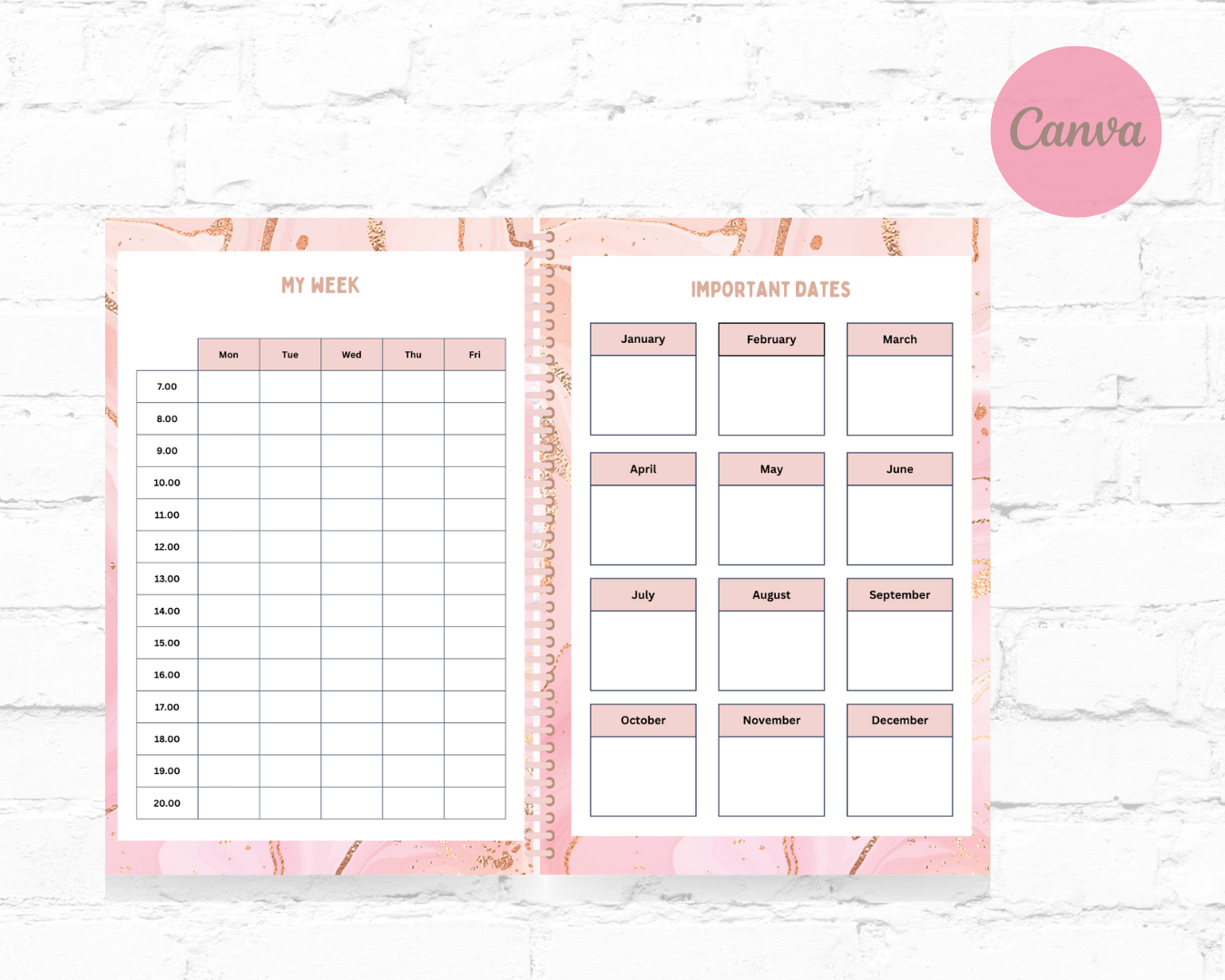 DDV Teacher Pink Marble Planner TPMP01 w/PLR Rights