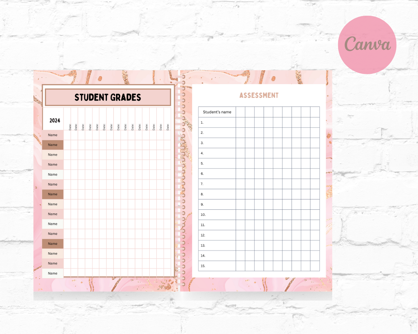 DDV Teacher Pink Marble Planner TPMP01 w/PLR Rights